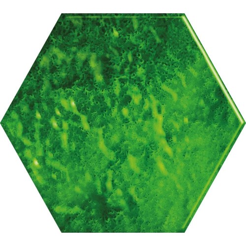 GREEN GLASS HEXAGON 12,5X14,5 G.1